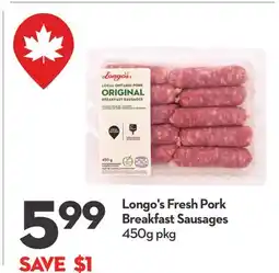 Longo's Fresh Pork Breakfast Sausages offer