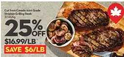 Longo's Cut from Canada AAA Grade Striploin Grilling Steak offer