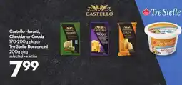 Longo's Castello Havarti, Cheddar or Gouda 170-200g pkg or Tre Stelle Bocconcini 200g pkg offer