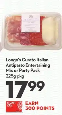 Longo's Curato Italian Antipasto Entertaining Mix or Party Pack offer
