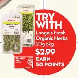 Longo's Fresh Organic Herbs offer
