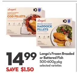 Longo's Frozen Breaded or Battered Fish offer