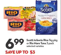 Longo's Arborio Rice 1kg pkg or Tuna 3 pack offer