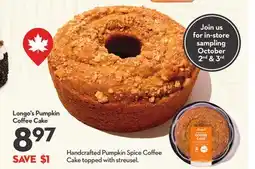 Longo's Pumpkin Coffee Cake offer