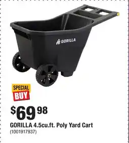 Home Depot GORILLA 4.5cu.ft. Poly Yard Cart offer