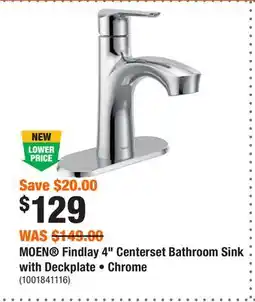Home Depot MOEN Findlay 4 Centerset Bathroom Sink with Deckplate • Chrome offer