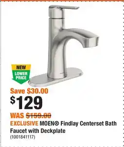 Home Depot EXCLUSIVE MOEN Findlay Centerset Bath Faucet with Deckplate offer