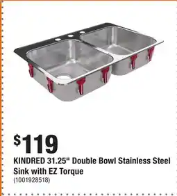 Home Depot KINDRED 31.25 Double Bowl Stainless Steel Sink with EZ Torque offer