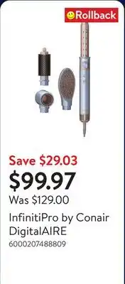 Walmart InfinitiPro by Conair DigitalAIRE offer