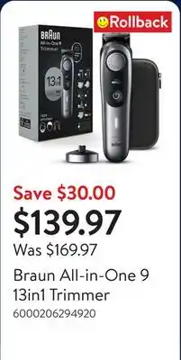 Walmart Braun All-in-One 9 13in1 Trimmer offer