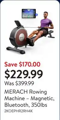Walmart MERACH Rowing Machine – Magnetic, Bluetooth, 350lbs offer