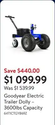 Walmart Goodyear Electric Trailer Dolly – 3600lbs Capacity offer