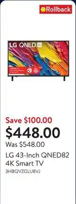 Walmart LG 43-Inch QNED82 4K Smart TV offer