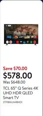 Walmart TCL 65 Q Series 4K UHD HDR QLED Smart TV offer
