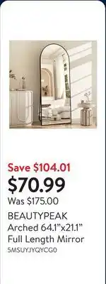Walmart BEAUTYPEAK Arched 64.1x21.1 Full Length Mirror offer