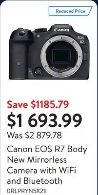 Walmart Canon EOS R7 Body New Mirrorless Camera with WiFi and Bluetooth offer