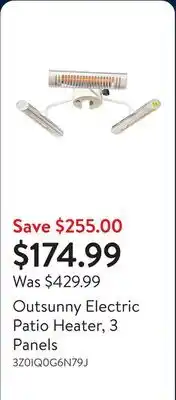 Walmart Outsunny Electric Patio Heater, 3 Panels offer