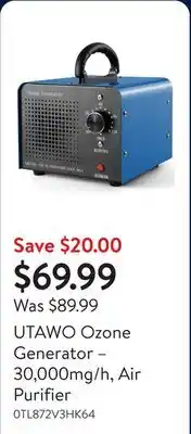 Walmart UTAWO Ozone Generator – 30,000mg/h, Air Purifier offer