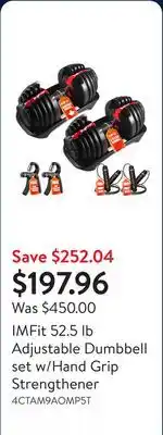 Walmart IMFit 52.5 lb Adjustable Dumbbell set w/Hand Grip Strengthener offer