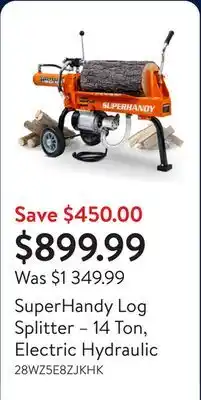 Walmart SuperHandy Log Splitter – 14 Ton, Electric Hydraulic offer