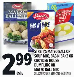Metro STREIT'S MATZO BALL OR SOUP MIX, BAG N'BAKE OR CROYDEN HOUSE DUMPLING OR MATZO BALL MIX offer