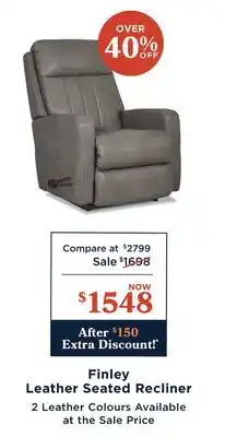 La Z Boy Finley Leather Seated Recliner offer