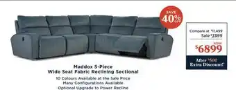La Z Boy Maddox 5-Piece Wide Seat Fabric Reclining Sectional offer