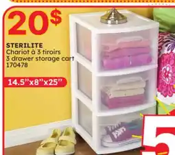 Rossy STERILITE 3 drawer storage cart offer