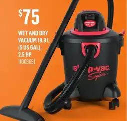 Canac Wet and dry Vacuum 18.9 L (5US Gal), 2.5 HP offer