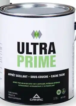Canac UltraPrime 100% Acrylic Latex Primer-Sealer & Undercoat Interior and Exterior 3.7L offer