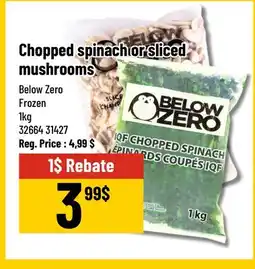 Mayrand Below Zero Chopped spinach or sliced mushrooms offer