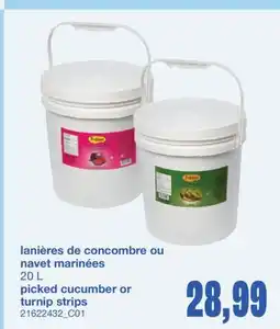 Wholesale Club LANIÈRES DE CONCOMBRE OU NAVET MARINÉES, 20 L offer