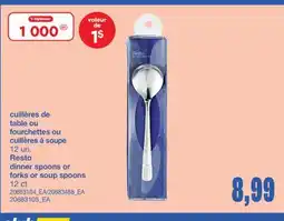 Wholesale Club CUILLÈRES DE TABLE OU FOURCHETTES OU CUILLÈRES À SOUPE, 12 UN offer