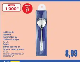 Wholesale Club CUILLÈRES DE TABLE OU FOURCHETTES OU CUILLÈRES À SOUPE, 12 UN offer