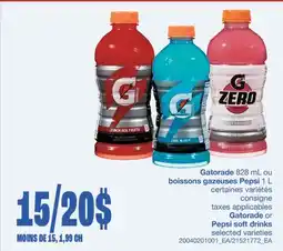 Wholesale Club GATORADE 828 ML OU BOISSONS GAZEUSES PEPSI 1 L offer
