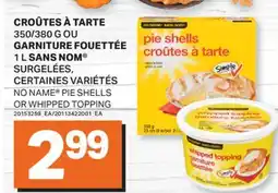 L'Intermarché CROÛTES À TARTE, 350/380 G GARNITURE FOUETTÉE, 1L | PIE SHELLS OR WHIPPED TOPPING offer