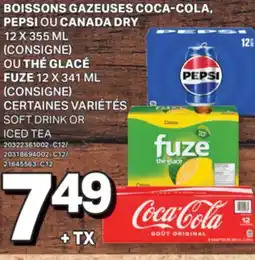L'Intermarché BOISSONS GAZEUSES, 12 X 355 ML OU THÉ GLACÉ, 12 X 341 ML | SOFT DRINK OR ICED TEA offer