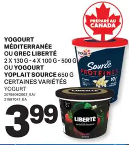 L'Intermarché YOGOURT MÉDITERRANÉE OU GREC, 2 X 130 G - 4 X 100 G - 500 G OU YOGOURT SOURCE, 650G | YOGURT offer