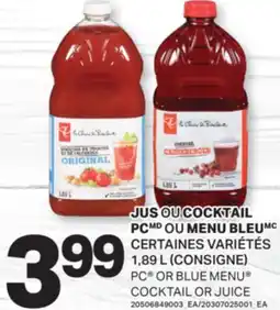 L'Intermarché JUS OU COCKTAIL MENU BLEU | BLUE MENU COCKTAIL OR JUICE, 1,89 L offer
