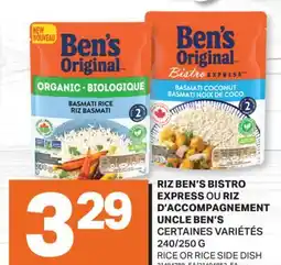L'Intermarché RIZ BEN'S BISTRO EXPRESS OU RIZ D'ACCOMPAGNEMENT | RICE OR RICE SIDE DISH, 240/250 G offer