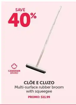 Mondou CLÖE E CLUZO Multi-surface rubber broom with squeegee offer
