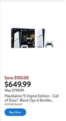 Walmart PlayStation 5 Digital Edition - Call of Duty : Black Ops 6 Bundle offer