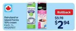 Walmart Dairyland or Island Farms 10% cream offer
