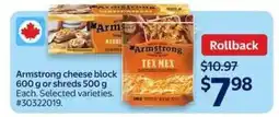 Walmart Armstrong Cheese Block or Shreds offer