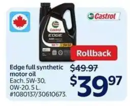 Walmart Castrol Edge Full Synthetic Motor Oil offer