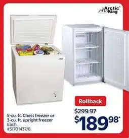 Walmart Arctic King Freezer offer
