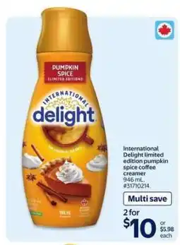 Walmart International Delight Pumpkin Spice Coffee Creamer offer