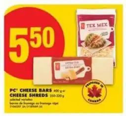 No Frills PC Cheese Bars or Cheese Shreds offer