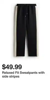 H&M Relaxed Fit Sweatpants with side stripes offer