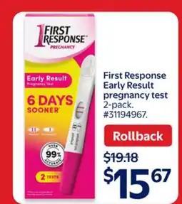 Walmart First Response Early Result pregnancy test offer